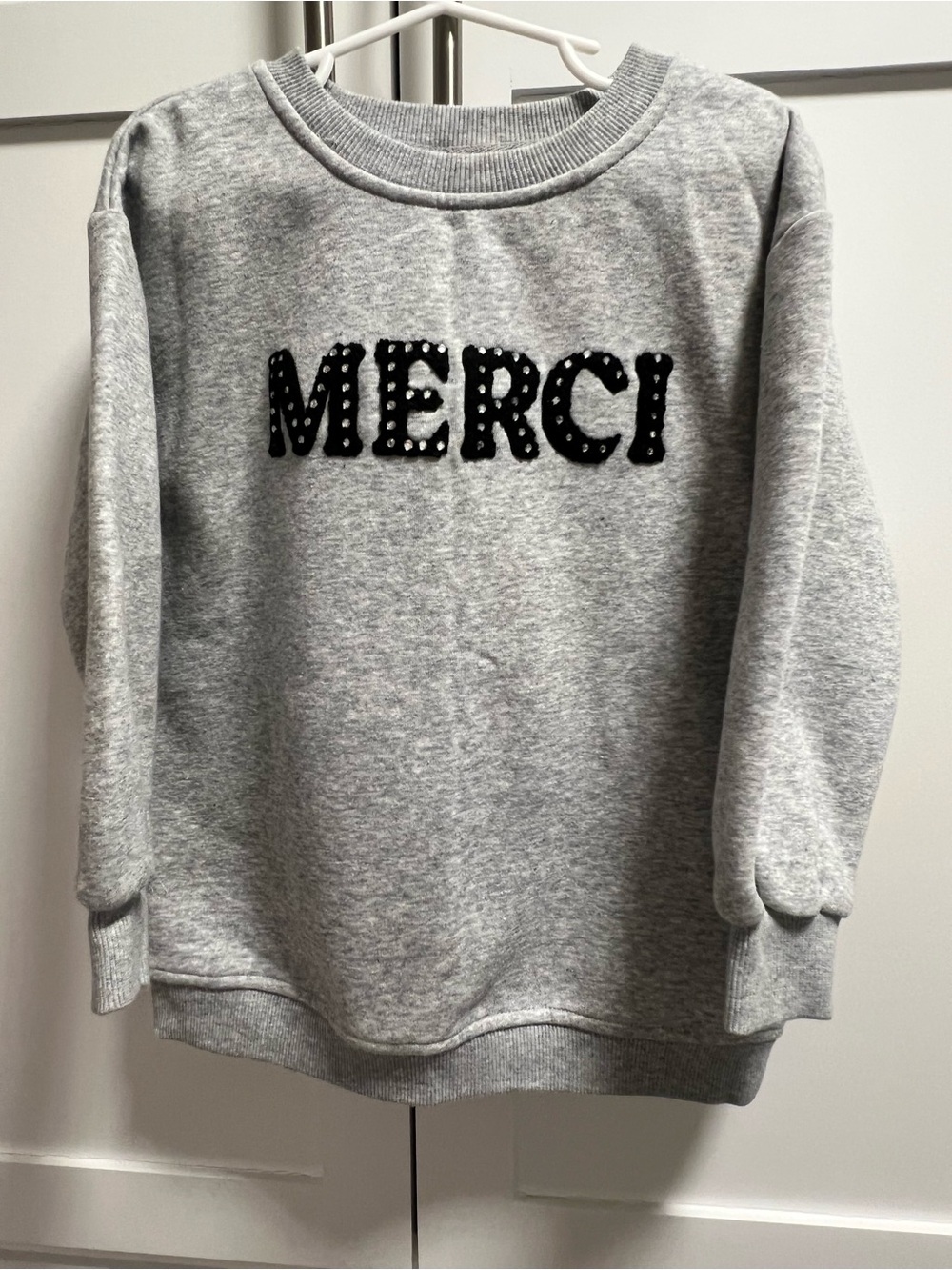 GB Girls sweatshirt with black sparkly MERCI letters size 6